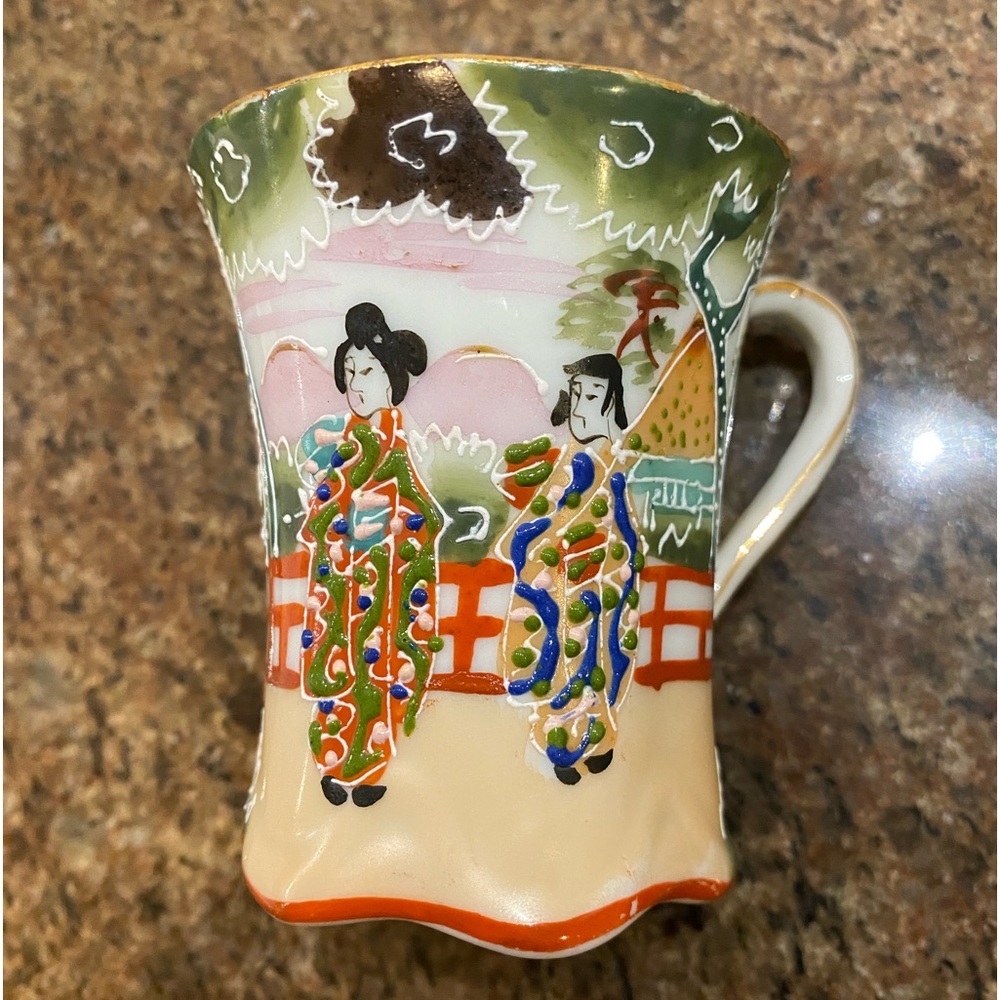NWOT Vintage Nippon Japanese Hand painted Coffee/Tea Cup and Matching Saucer 4oz - Picture 3 of 6